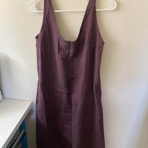 Linenfox Midi Purple Linen Tank Dress